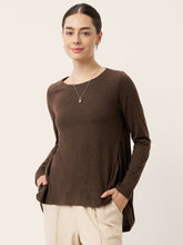 Load image into Gallery viewer, Wool Panelled Ruched Asymmetric Hem Top KALISTA
