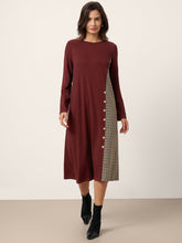 Load image into Gallery viewer, Wool Plaid Panel Midi Dress ALIA
