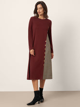 Load image into Gallery viewer, Wool Plaid Panel Midi Dress ALIA

