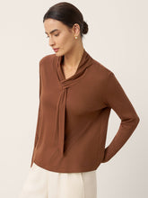 Load image into Gallery viewer, Wool Scarf Collar Long Sleeve Top ALESSIA
