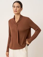 Load image into Gallery viewer, Wool Scarf Collar Long Sleeve Top ALESSIA
