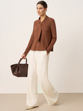 Load image into Gallery viewer, Wool Scarf Collar Long Sleeve Top ALESSIA
