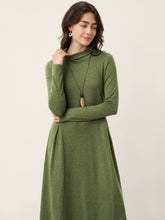 Load image into Gallery viewer, Wool Sculpted Pleats Turtleneck Maxi Dress BRIAR
