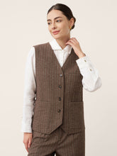 Load image into Gallery viewer, Wool Striped V-Neck Button-Detail Vest ELUNED
