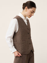 Load image into Gallery viewer, Wool Striped V-Neck Button-Detail Vest ELUNED
