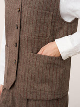 Load image into Gallery viewer, Wool Striped V-Neck Button-Detail Vest ELUNED
