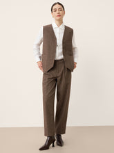 Load image into Gallery viewer, Wool Striped V-Neck Button-Detail Vest ELUNED
