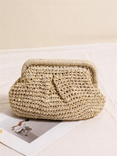 Load image into Gallery viewer, Woven Straw Crossbody Bag with Chain Strap
