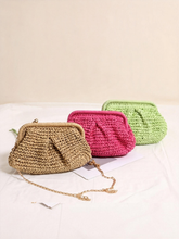 Load image into Gallery viewer, Woven Straw Crossbody Bag with Chain Strap
