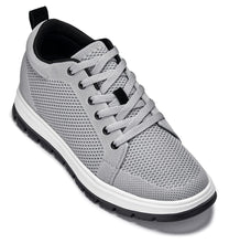 Load image into Gallery viewer, CALTO - X2324 - 2.4 Inches Taller (Pewter Grey/White &amp; Black Sole) - Lace Up Casual Sneaker - Lightweight
