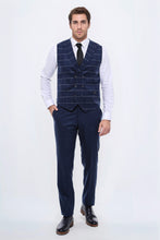 Load image into Gallery viewer, Double Breasted Plaid Blue Men Vest - Wessi
