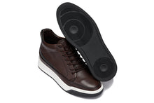Load image into Gallery viewer, CALTO - Y7152 - 2.6 Inches Taller (Coffee Brown) - Leather Ankle Top Sneak-Boot
