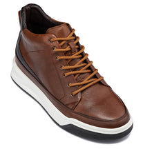 Load image into Gallery viewer, CALTO - Y7153 - 2.6 Inches Taller (Brown) - Leather Ankle Top Sneak-Boot
