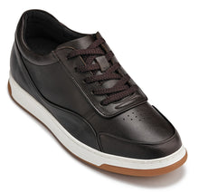 Load image into Gallery viewer, CALTO - Y7887 - 2.6 Inches Taller (Deep Espresso/White &amp; Gum Sole) - Elevated Leather Sneakers
