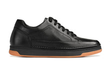 Load image into Gallery viewer, CALTO - Y7931 - 2.6 Inches Taller (Noir/Black &amp; Gum Sole) - Elevated Leather Micro-Perforated Sneakers
