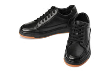 Load image into Gallery viewer, CALTO - Y7931 - 2.6 Inches Taller (Noir/Black &amp; Gum Sole) - Elevated Leather Micro-Perforated Sneakers
