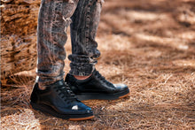 Load image into Gallery viewer, CALTO - Y7931 - 2.6 Inches Taller (Noir/Black &amp; Gum Sole) - Elevated Leather Micro-Perforated Sneakers
