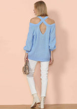 Load image into Gallery viewer, Halter Neck Knitted Semi Backless Pullover
