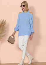 Load image into Gallery viewer, Halter Neck Knitted Semi Backless Pullover
