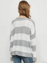 Load image into Gallery viewer, Women Striped Knitted Sweater Crew Neck Long Sleeve Casual Comfy Pullover Tops
