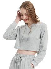 Load image into Gallery viewer, Crop Top Sweatshirt Long Sleeve Hoodie Pullover
