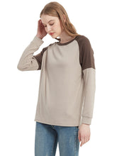 Load image into Gallery viewer, Casual Crewneck Sweatshirts Long Sleeve Color Block Blouses Side Slit Pullover Tops
