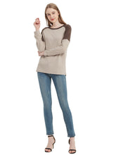 Load image into Gallery viewer, Casual Crewneck Sweatshirts Long Sleeve Color Block Blouses Side Slit Pullover Tops
