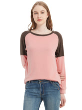 Load image into Gallery viewer, Casual Crewneck Sweatshirts Long Sleeve Color Block Blouses Side Slit Pullover Tops
