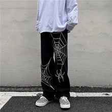 Load image into Gallery viewer, Boys and Men's Black Streetwear Spider Web Pants - # BOAA13410013
