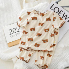 Load image into Gallery viewer, Summer Bear Pajama Set for Baby Girls (T-shirt &amp; Shorts) - # BAAA81810011
