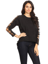 Load image into Gallery viewer, Ripped Long-Sleeve Pullover Top
