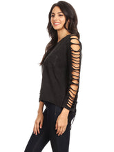 Load image into Gallery viewer, Ripped Long-Sleeve Pullover Top
