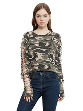 Load image into Gallery viewer, Ripped Long-Sleeve Pullover Top
