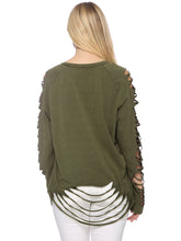 Load image into Gallery viewer, Ripped Long-Sleeve Pullover Top
