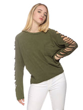 Load image into Gallery viewer, Ripped Long-Sleeve Pullover Top
