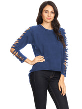 Load image into Gallery viewer, Ripped Long-Sleeve Pullover Top
