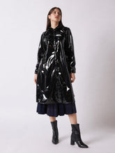 Load image into Gallery viewer, A-Line Button-Down Vinyl Jacket with Hood
