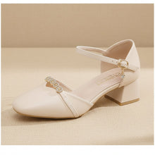 Load image into Gallery viewer, Women's Mid-Heel Slingback Pumps – Square Toe Buckle Strap
