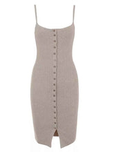 Load image into Gallery viewer, Stylish Ribbed Button-Front : Bodycon Dress
