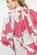 Load image into Gallery viewer, Umgee Peony Illustration Print Flounce Sleeve Blouse
