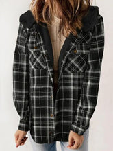 Load image into Gallery viewer, Plaid Snap Down Plush Hooded Jacket Soft &amp; Warm Women Outerwear Cozy And Comfortable Jacket
