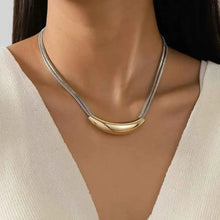 Load image into Gallery viewer, Two-Tone Alloy Curved : Pendant Snake Necklace
