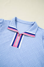 Load image into Gallery viewer, Beau Blue Striped Pop of Color Collared Checkered Textured Plus Size Dress
