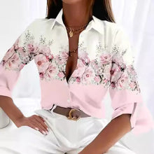 Load image into Gallery viewer, Women’s Stripe Print Long-Sleeve Blouse
