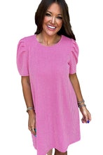 Load image into Gallery viewer, Blossom Corded Crew Neck Puff Sleeve Mini Dress
