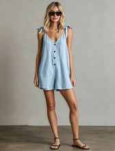 Load image into Gallery viewer, Women's V-Neck Sleeveless Jumpsuit – Cardigan Strap Cropped Straight-Leg
