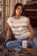 Load image into Gallery viewer, SO ME Soft Fuzzy Multi-Color Stripe Cozy Sweater Top
