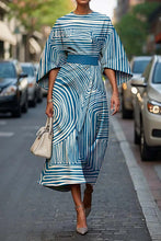 Load image into Gallery viewer, Geometric Print Batwing Sleeve Flowy Maxi Dress – 12 Styles, XS–XXXL
