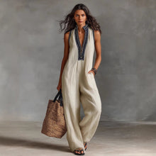Load image into Gallery viewer, Women’s Simple Linen-Blend Sleeveless Jumpsuit
