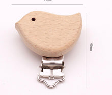 Load image into Gallery viewer, Modern Wood Naural Nipple Chain Accessories BPA Free Cute Modelling Beech Pacifier Clip Small Elephant Heart-shaped Holder for Pacifier
